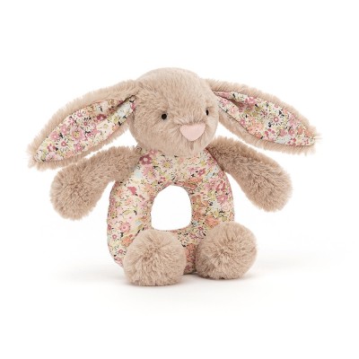 Hochet lapin avec motif liberty sur les oreilles et les pattes