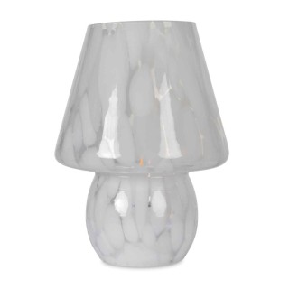 LAMPE DECORATIVE LEOPARD BLANCHE A PILES D13,5 H18cm