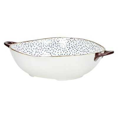 ANAFI - plat à fou/saladier - porcelaine - L 31 x W 24,5 x H 7,5 cm - bleu