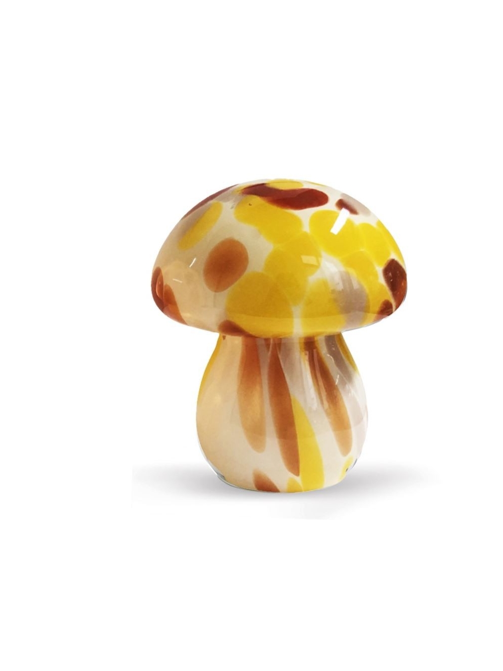 Lampe décorative champi tacheté poudrée à piles D13,5 H15,5cm