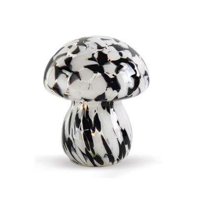 Lampe décorative champi tacheté noire à piles D13,5 H15,5cm