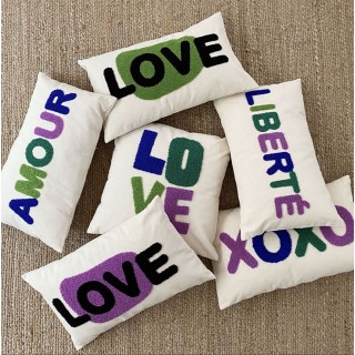 Coussin Liberté vert et violet - Influence