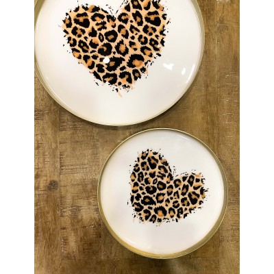 PLATEAU COEUR LEOPARD ROND 30CM