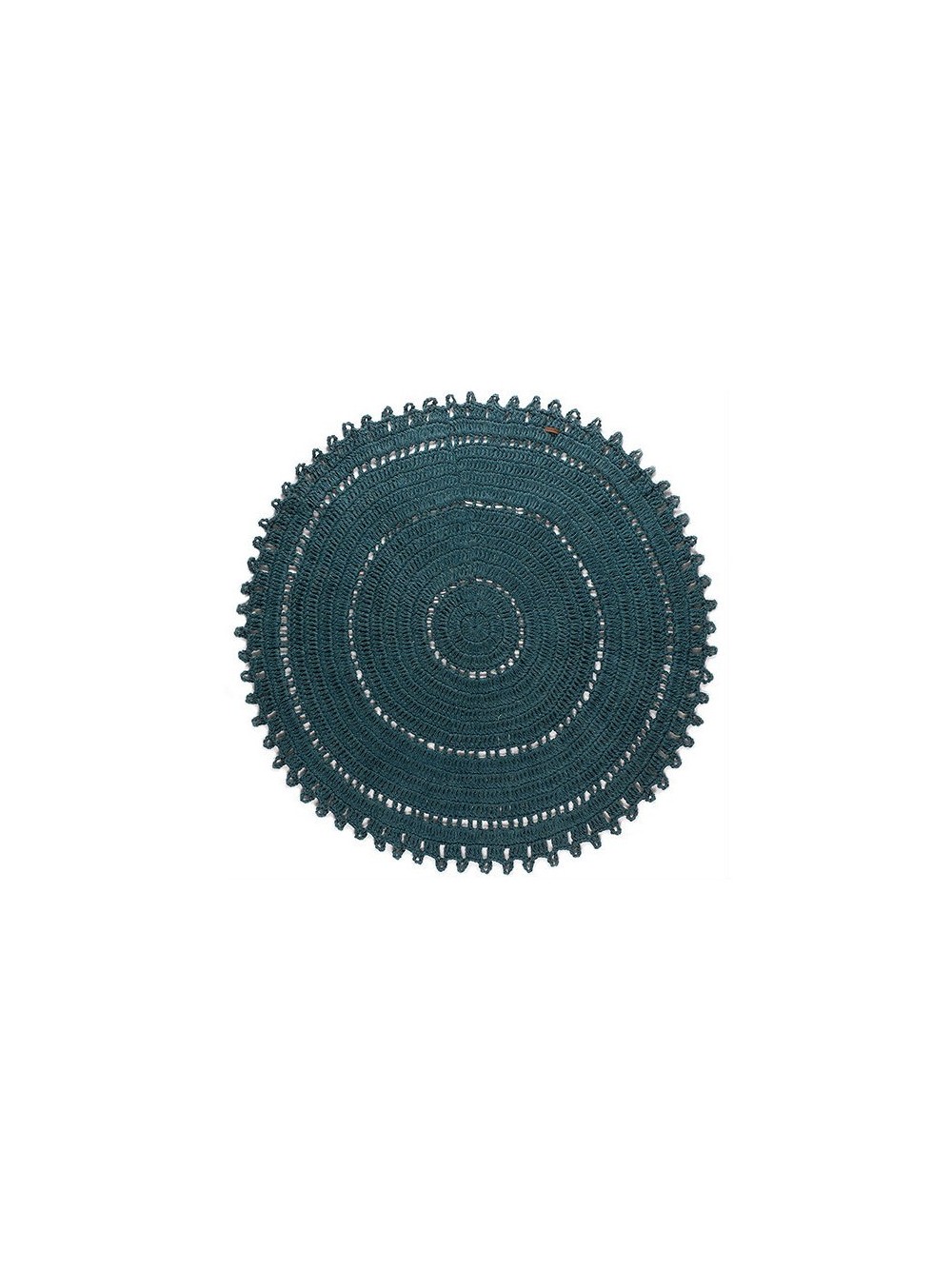 TAPIS GYPSY COTON BLEU CANARD ROND 120CM