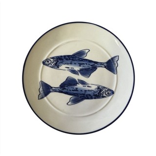 Assiette retro - Poissons bleus Ø 18 cm