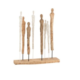 SCULPTURE DE 8 FIGURINES MINCES BLANCHE NATURELLE 51X10X57.5 CM