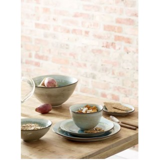 ASSIETTE PLATE KIMO PORCELAINE AQUA D27