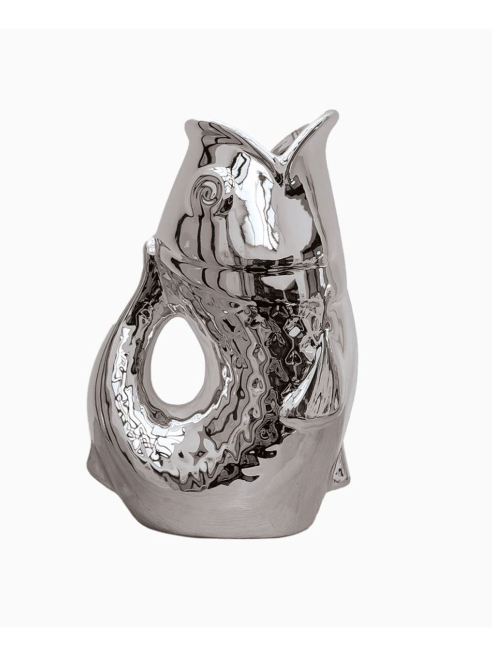 Vase poisson en céramique argenté - GM