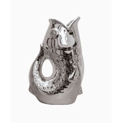 Vase poisson en céramique argenté - GM