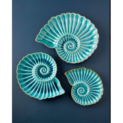 Grande assiette aqua coquillage rond