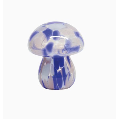 Déco LED champi tacheté bleu à piles D13,5 H15,5cm