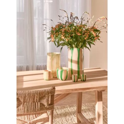 CANNES - vase/photophore - verre - DIA 13 x H 14,5 cm - vert