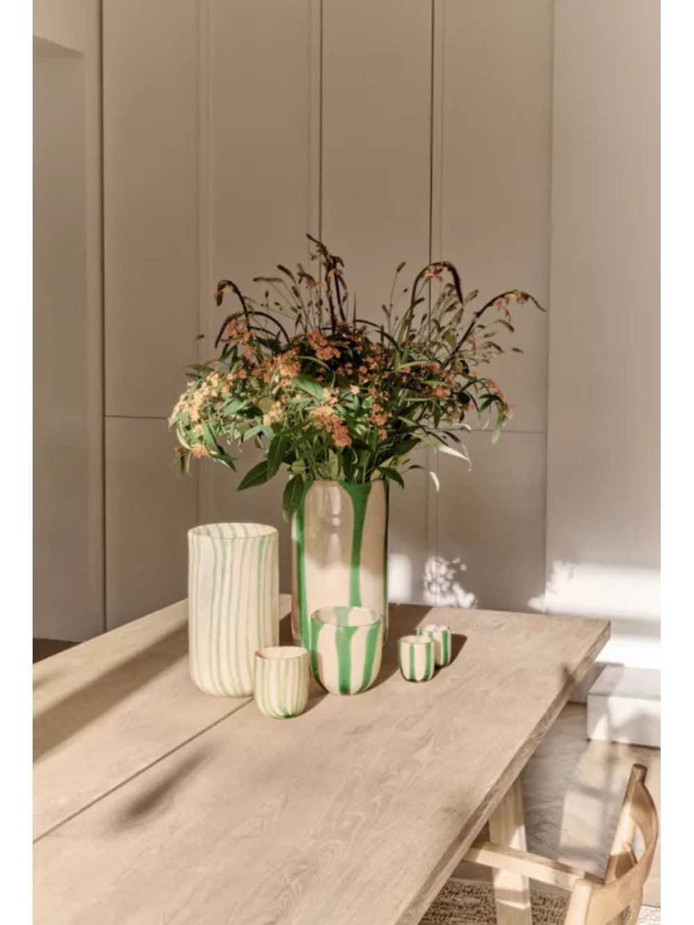 Vase/photophore Cannes Vert Dia 16 X H 30 Cm