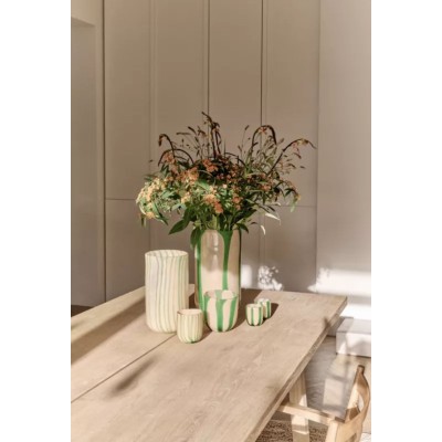 Vase/photophore Cannes Vert Dia 16 X H 30 Cm