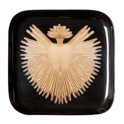 Vide poche Ex-voto flamme dorée  H:16  Pr:16 cm