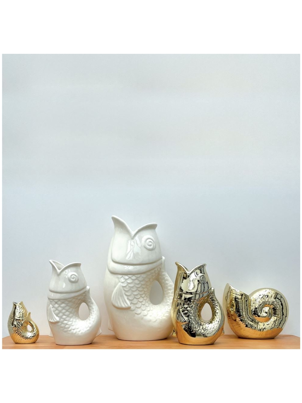 Vase ceramic Poisson pm doré L8,2 P5 H12cm