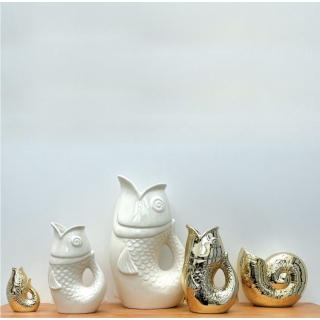 Vase ceramic Poisson pm doré L8,2 P5 H12cm