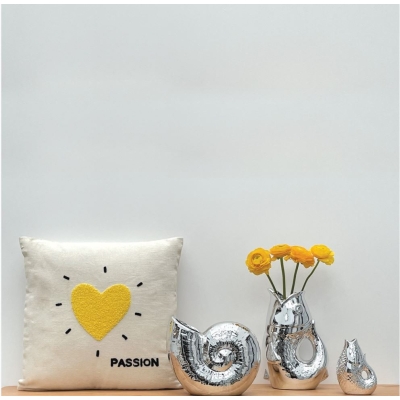 Vase ceramic Poisson pm argenté L8,2 P5 H12cm