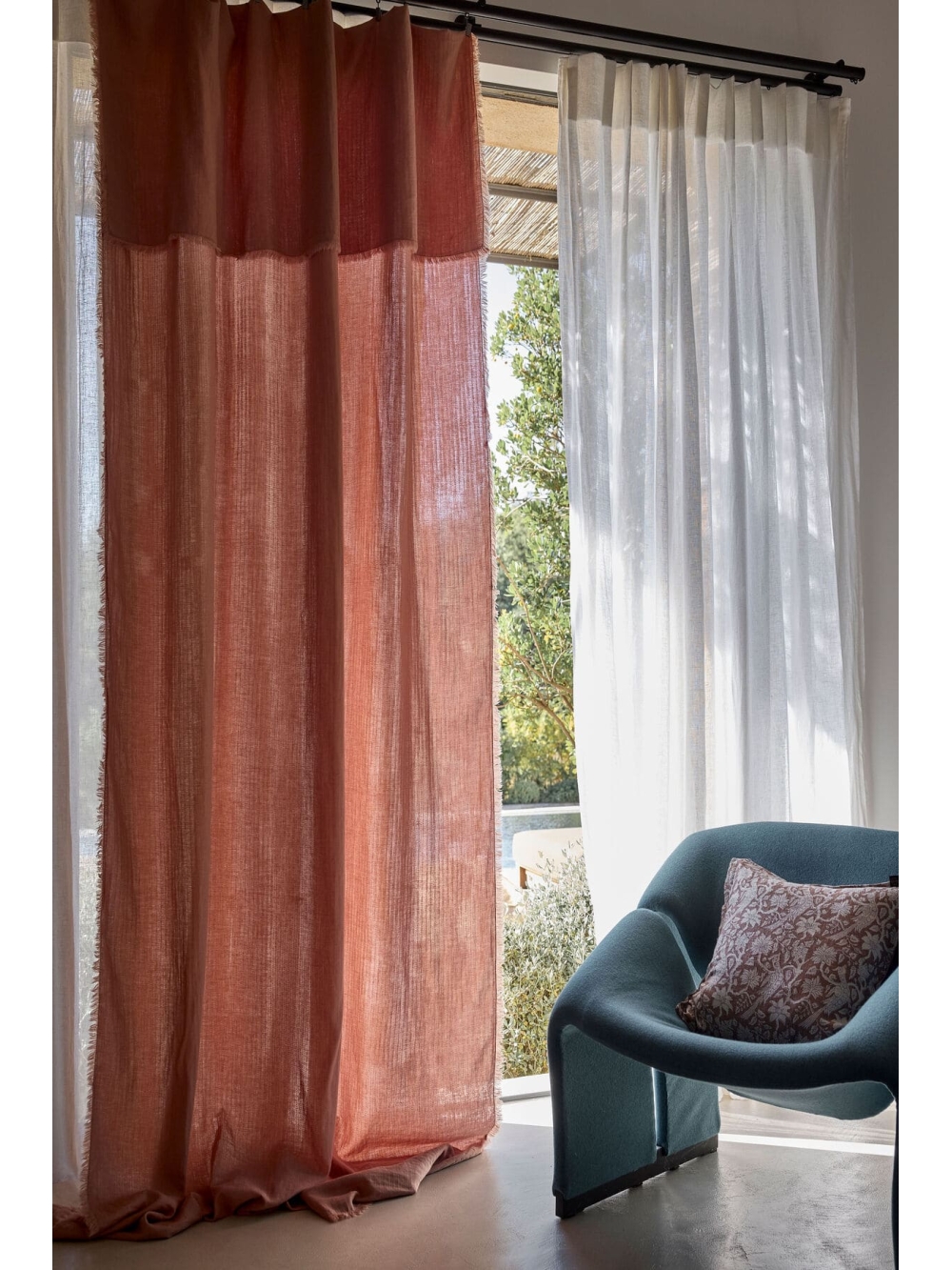 Rideau en double gaze de coton 130x300 cm - Mykonos