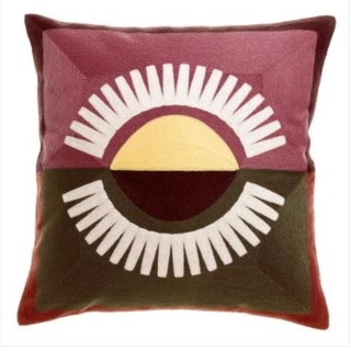 Coussin brodé Eol Bordeaux 45 x 45