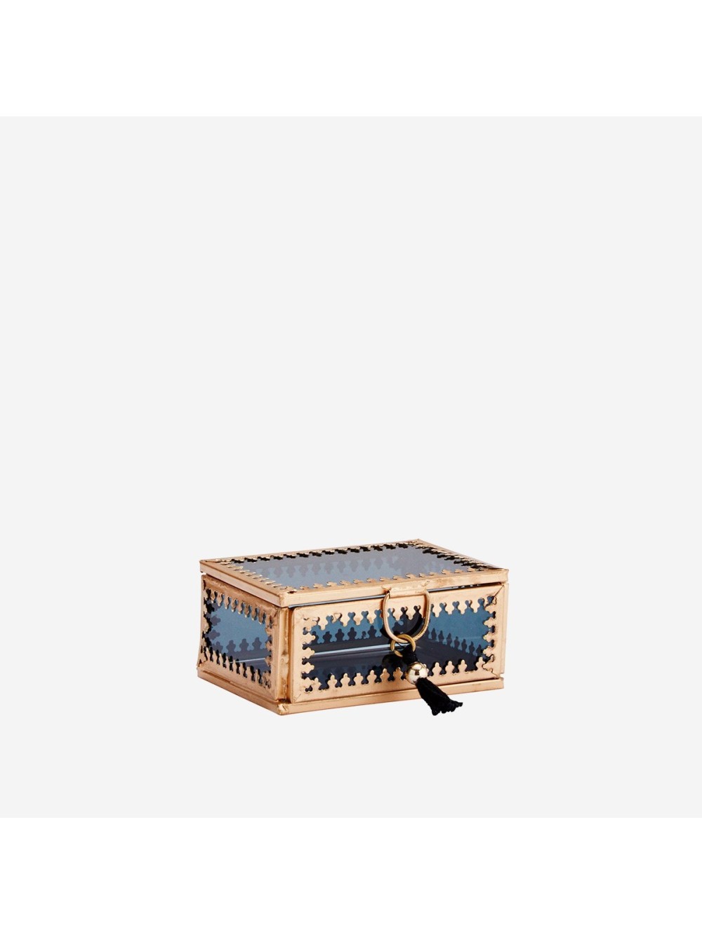 BOITE EN VERRE LAITON 9X6X4CM
