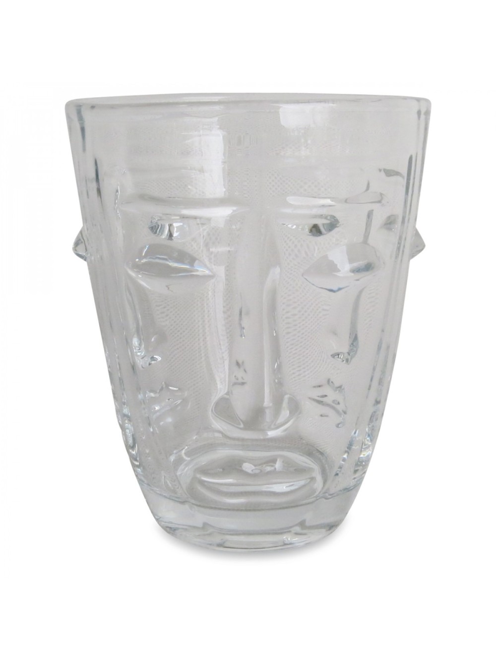 VERRE GOBELET VISAGE TRANSPARENT D.8 H.10