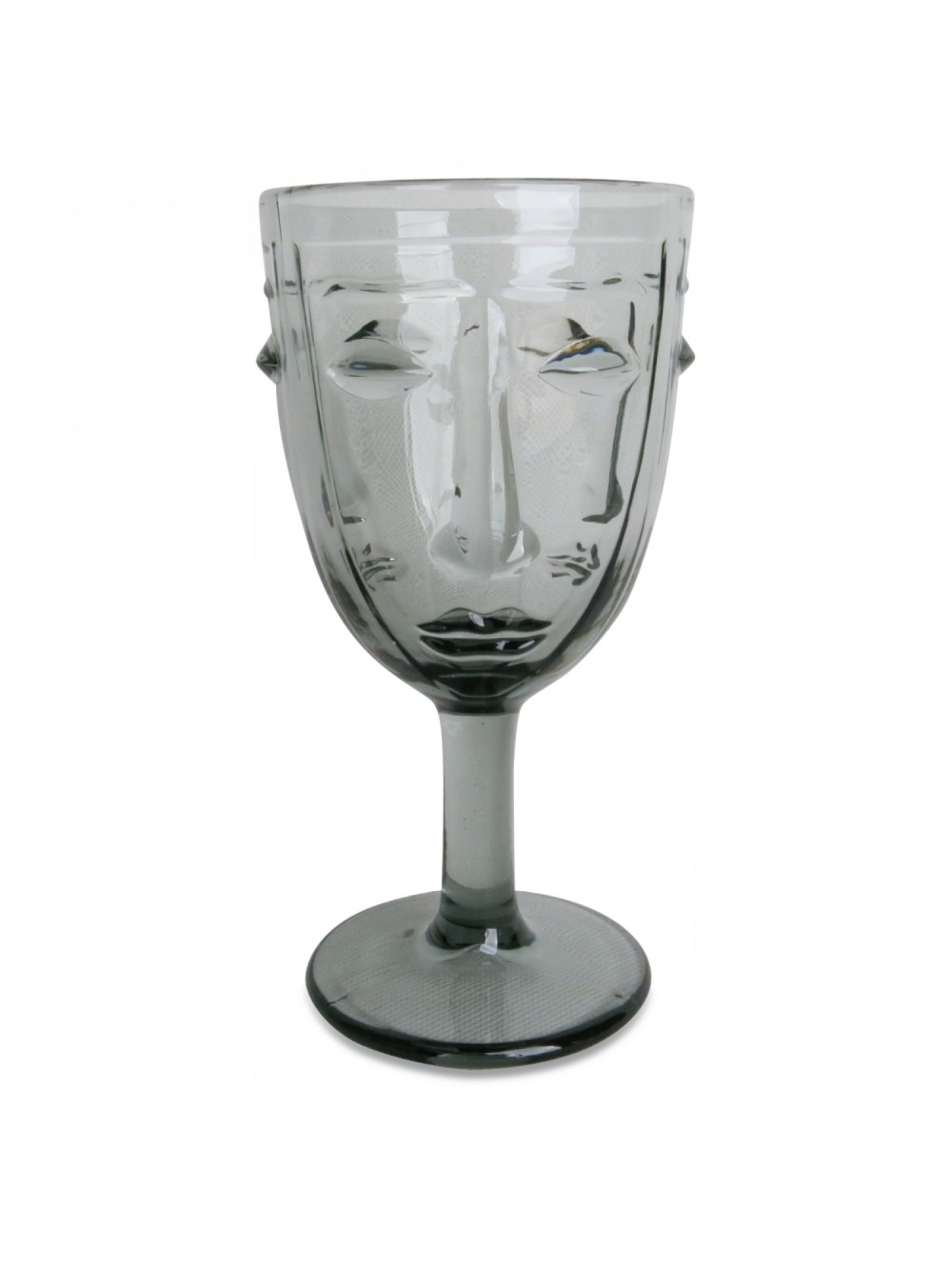 VERRE A PIED VISAGE GRIS D.8 H.16.5 CM