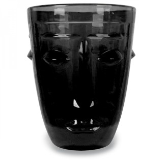 VERRE GOBELET VISAGE NOIR D.8 H.10