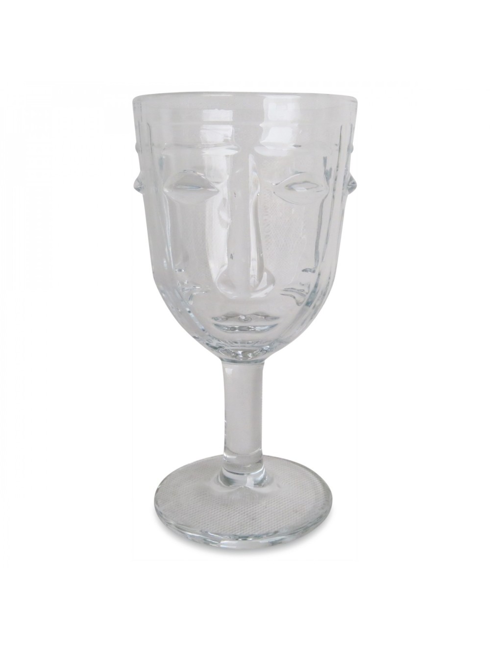 VERRE A PIED VISAGE TRANSPARENT D.8 H.16.5 CM