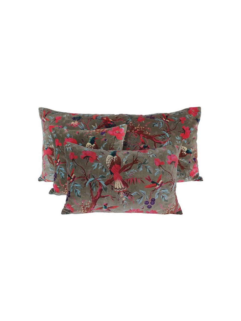 Coussin en velours Birdy Kaki