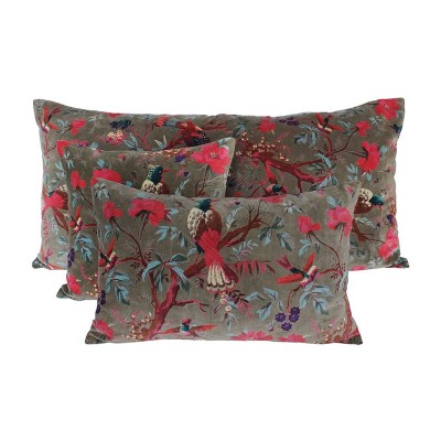 Coussin en velours Birdy Kaki