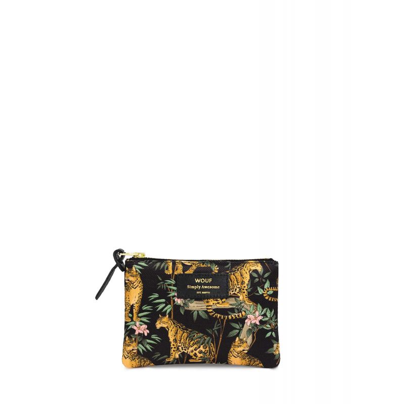 PORTE MONNAIE BLACK LAZY JUNGLE SMALL POUCH PORTE MONNAIE BLACK LAZY JUNGLE SMALL POUCH - Wouf