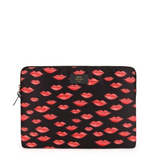 Pochette ordinateur 13" et 15" avec motifs bisou et fond noir